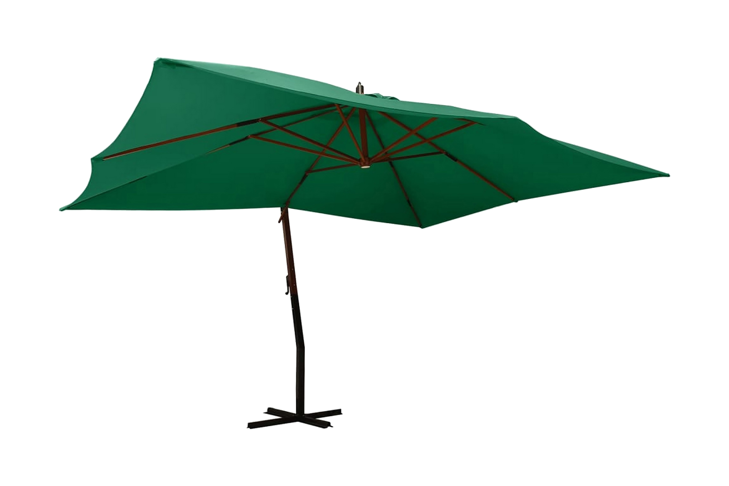 Frihängande parasoll med trästång 400×300 cm grön – Grön