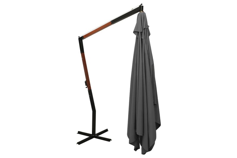Frihängande parasoll med trästång 400x300 cm antracit - Antracit - Utemöbler - Solskydd - Parasoll - Hängparasoll