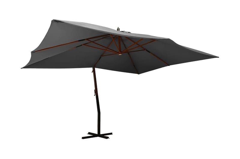 Frihängande parasoll med trästång 400x300 cm antracit - Antracit - Hängparasoll