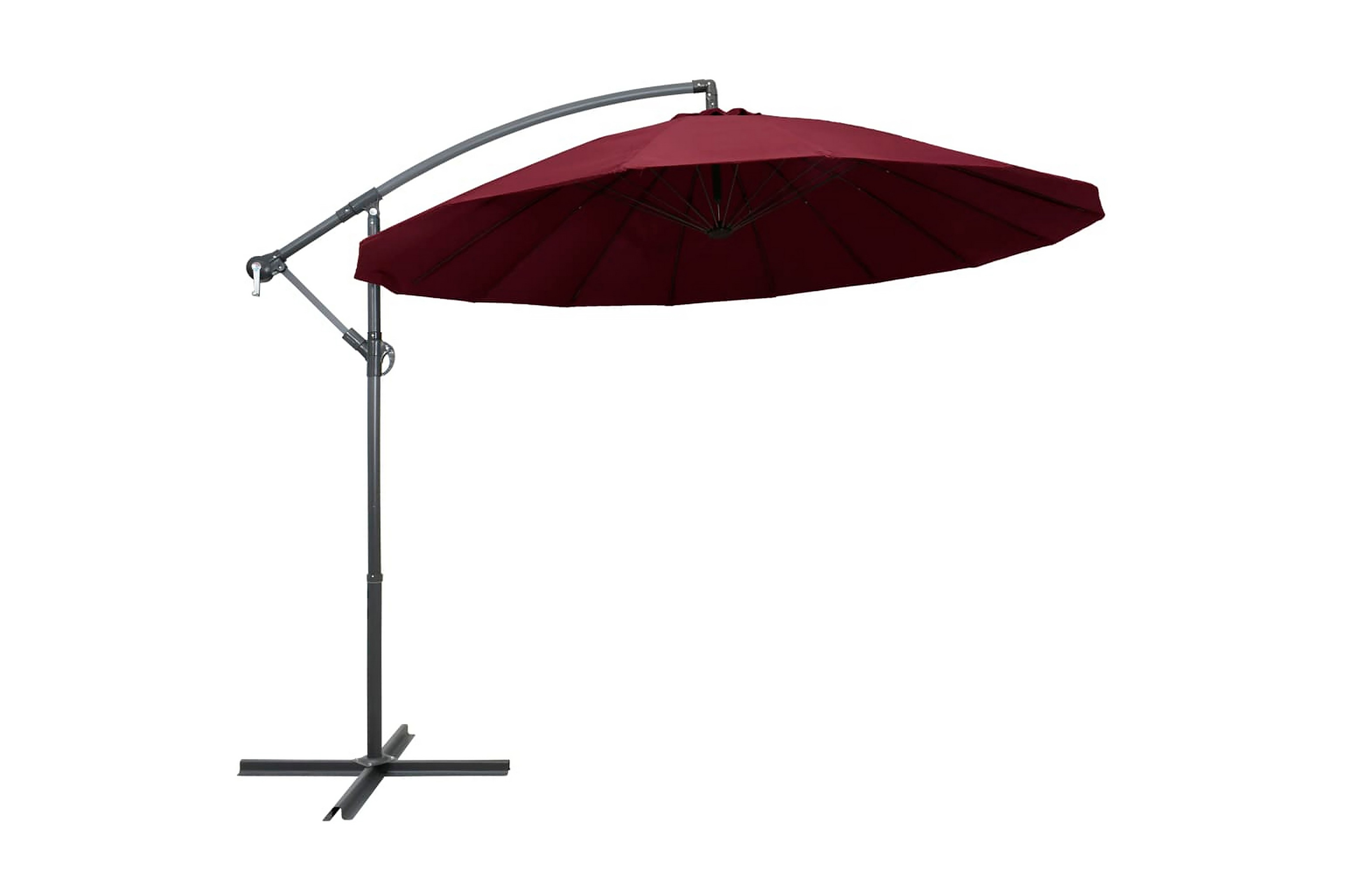 Hängande parasoll vinröd 3 m aluminiumstång – Röd