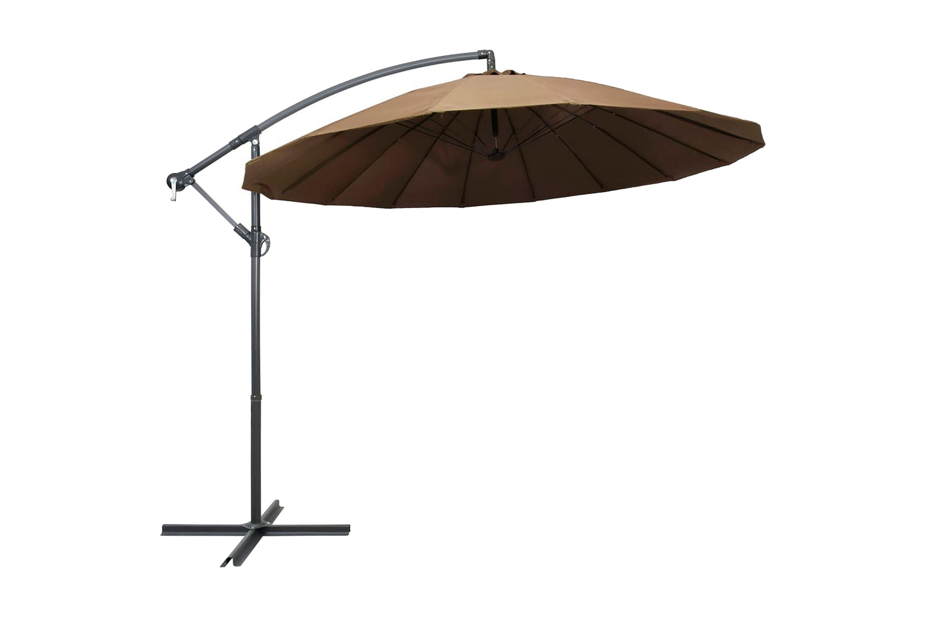 Hängande parasoll taupe 3 m aluminiumstång – Brun