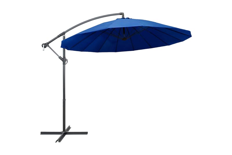 Hängande parasoll blå 3 m aluminiumstång - Blå - Hängparasoll