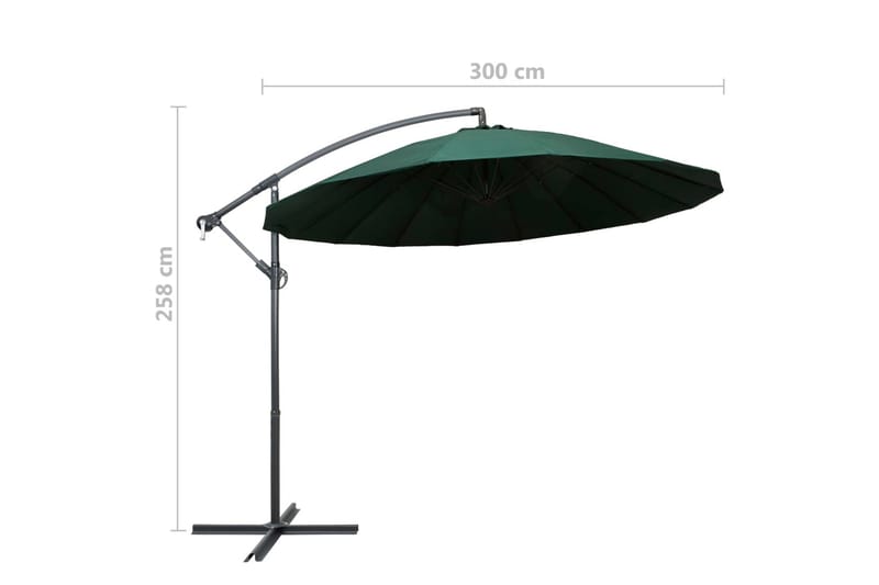 Hängande parasoll grön 3 m aluminiumstång - Grön - Hängparasoll