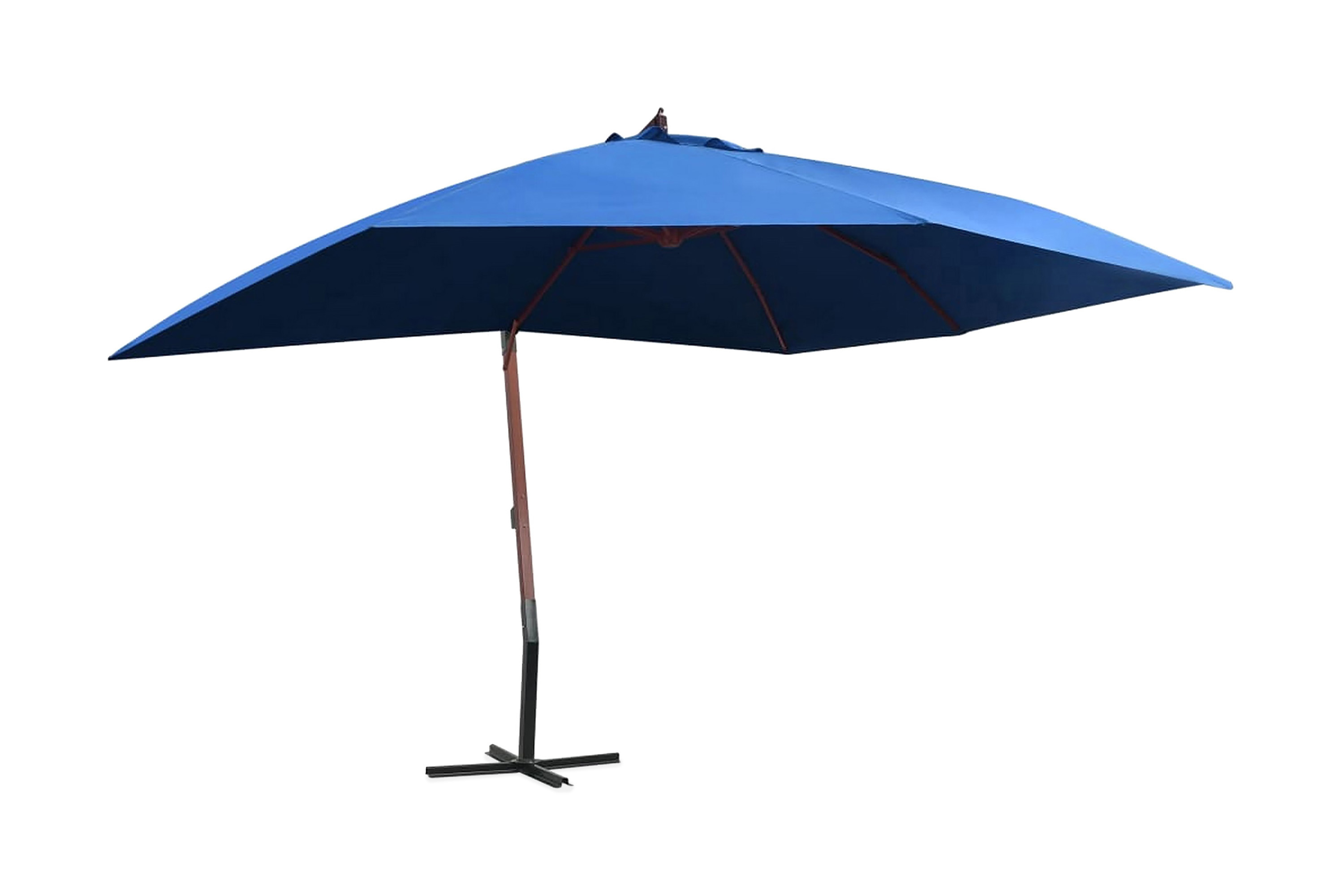Hängande parasoll med trästång 400×300 cm blå – Blå