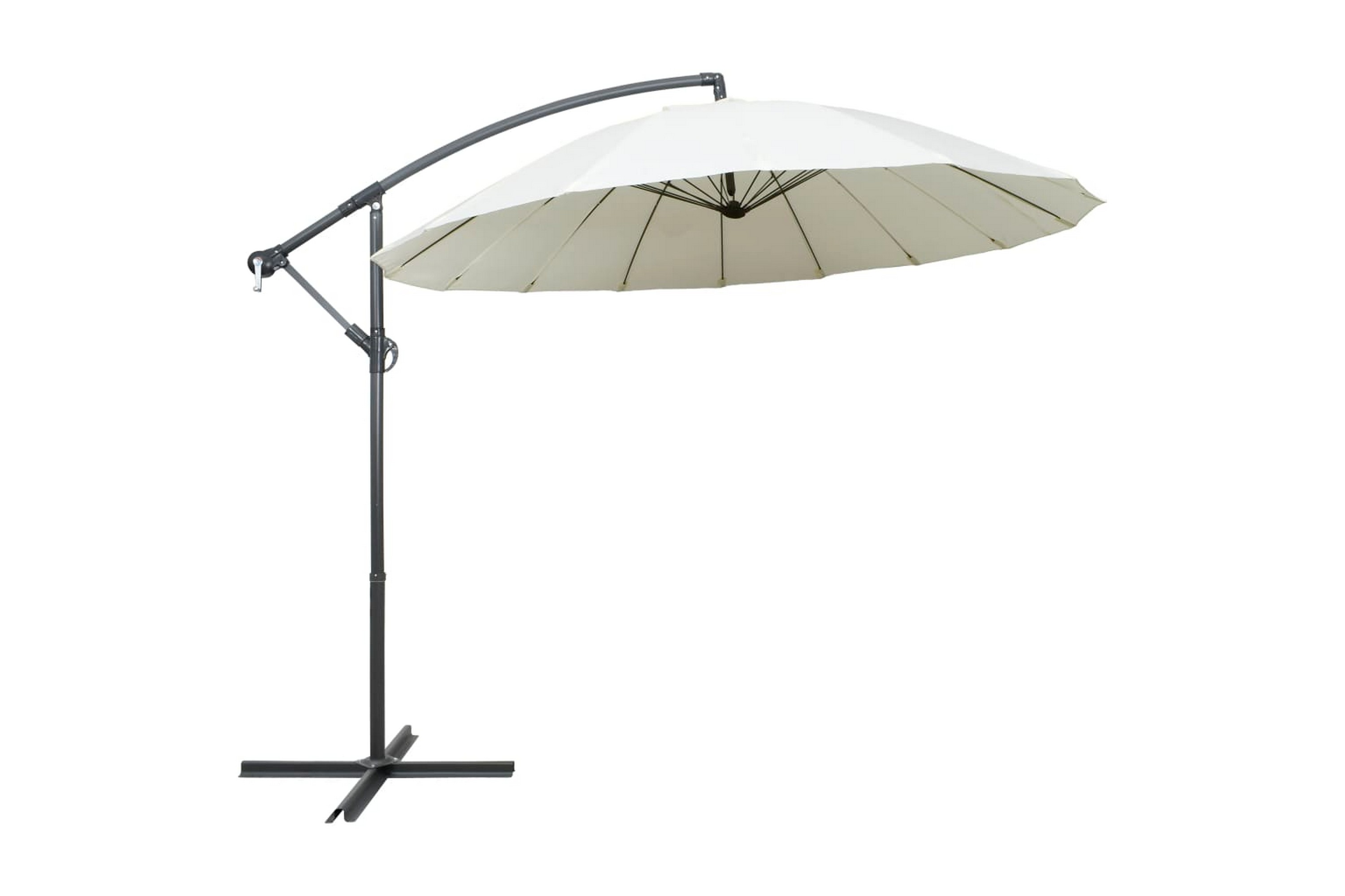 Hängande parasoll vit 3 m aluminiumstång – Vit