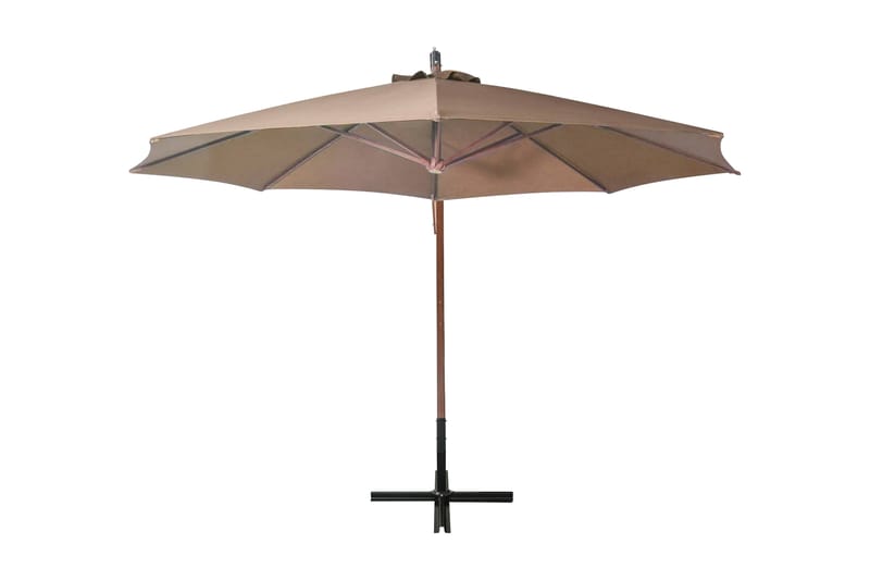 Hängande parasoll med stolpe taupe 3,5x2,9 massivt granträ - Taupe - Utemöbler - Solskydd - Parasoll - Hängparasoll