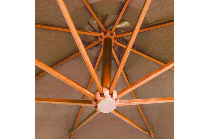 Hängande parasoll med stolpe taupe 3,5x2,9 massivt granträ - Taupe - Hängparasoll