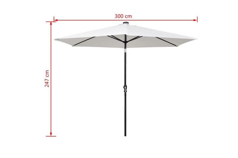 Frihängande LED-parasoll 3 m sandvitt - Vit - Utemöbler - Solskydd - Parasoll - Hängparasoll