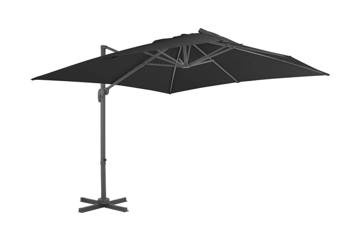 Frihängande parasoll med aluminiumstång 3x3 m svart - Svart - Hängparasoll
