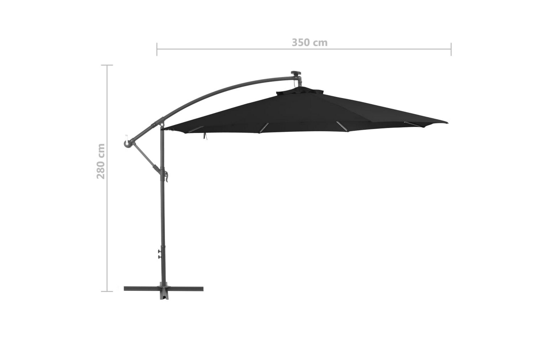 Frihängande parasoll med aluminiumstång 350 cm svart - Svart - Utemöbler - Solskydd - Parasoll - Hängparasoll