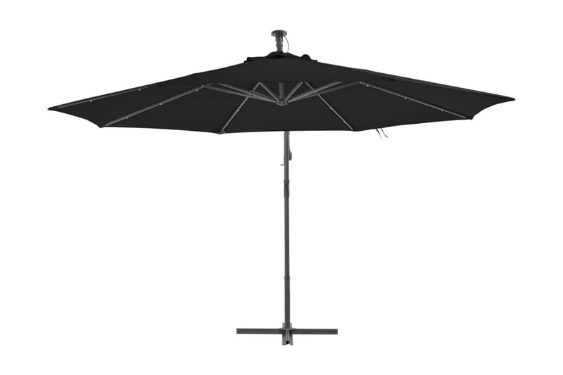 Frihängande parasoll med aluminiumstång 350 cm svart - Svart - Hängparasoll