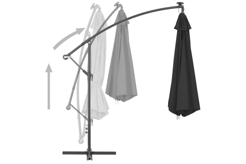Frihängande parasoll med aluminiumstång 350 cm svart - Svart - Utemöbler - Solskydd - Parasoll - Hängparasoll