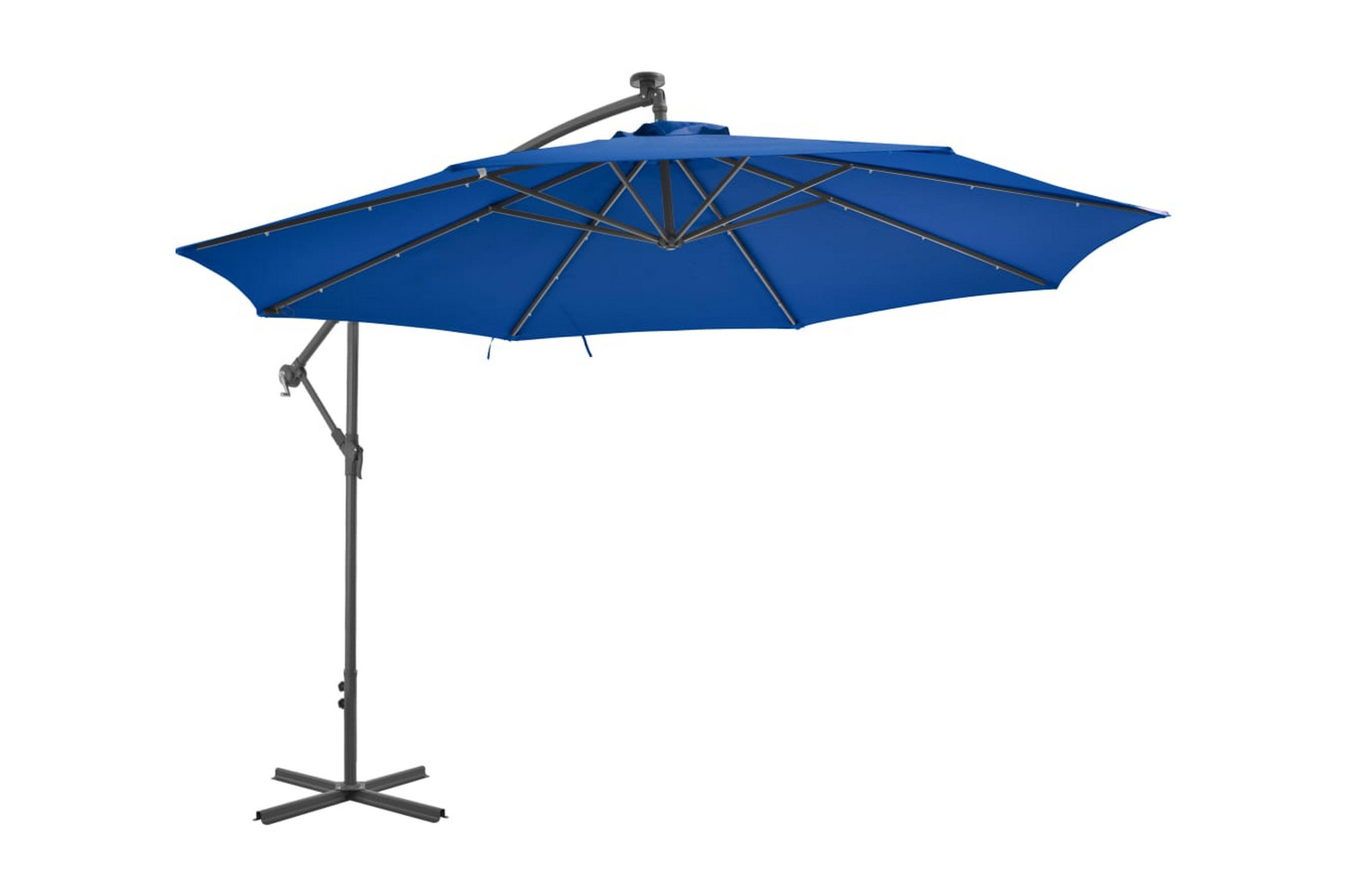Frihängande parasoll med aluminiumstång 350 cm blå – Blå