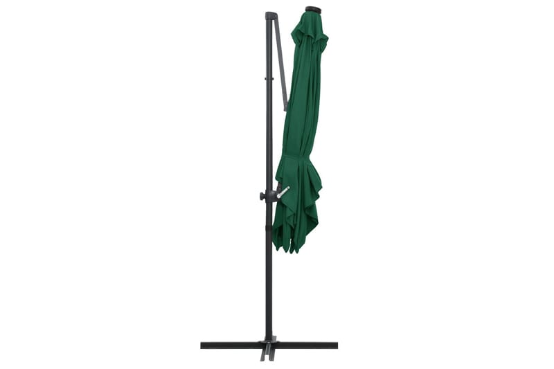 Frihängande parasoll med LED och stålstång 250x250 cm grön - Grön - Utemöbler - Solskydd - Parasoll - Hängparasoll