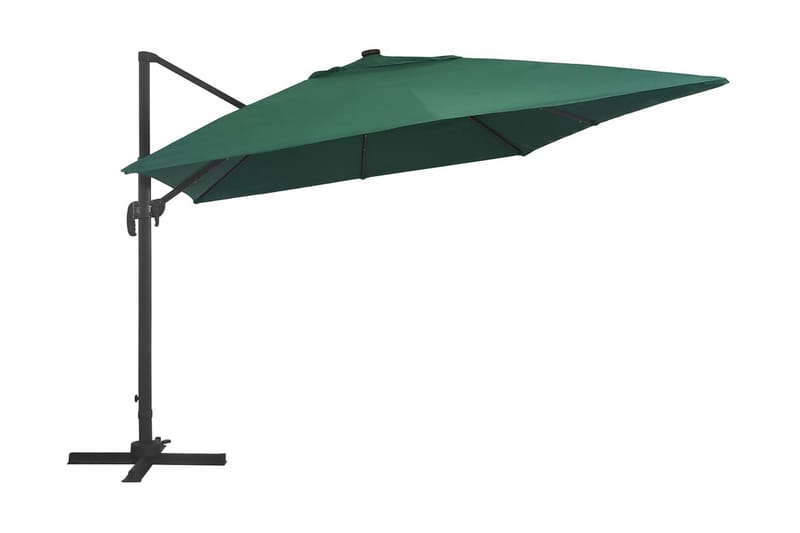Frihängande parasoll med aluminiumstång & LED 400x300 cm grö - Grön - Utemöbler - Solskydd - Parasoll - Hängparasoll