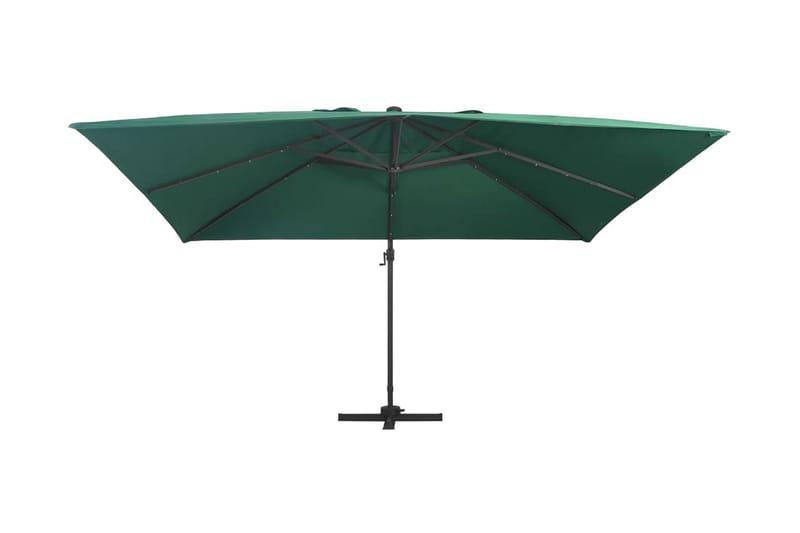 Frihängande parasoll med aluminiumstång & LED 400x300 cm grö - Grön - Utemöbler - Solskydd - Parasoll - Hängparasoll