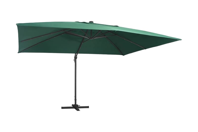 Frihängande parasoll med aluminiumstång & LED 400x300 cm grö - Grön - Utemöbler - Solskydd - Parasoll - Hängparasoll
