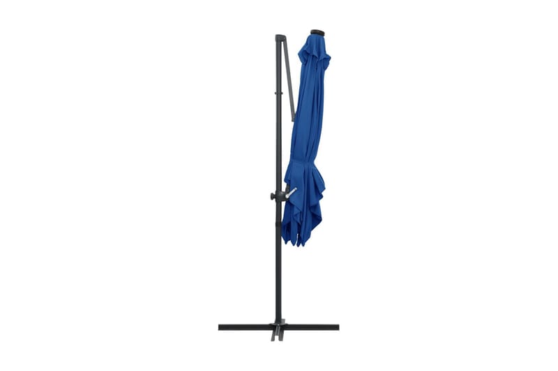 Frihängande parasoll med LED och stålstång 250x250 cm azurbl - Blå - Utemöbler - Solskydd - Parasoll - Hängparasoll