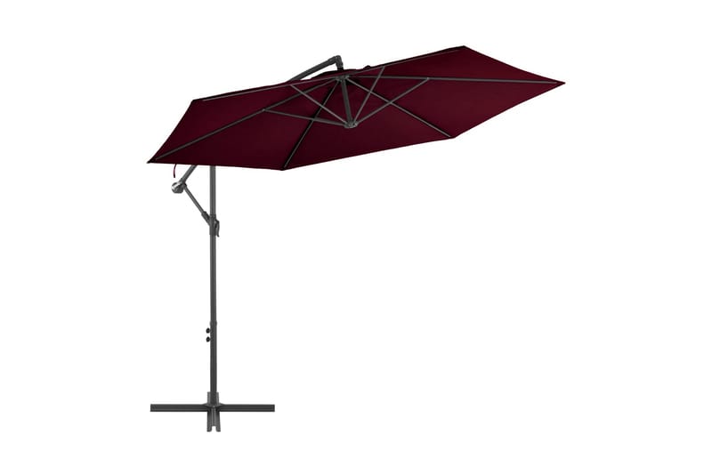 Frihängande parasoll med aluminiumstång vinröd 300 cm - Hängparasoll