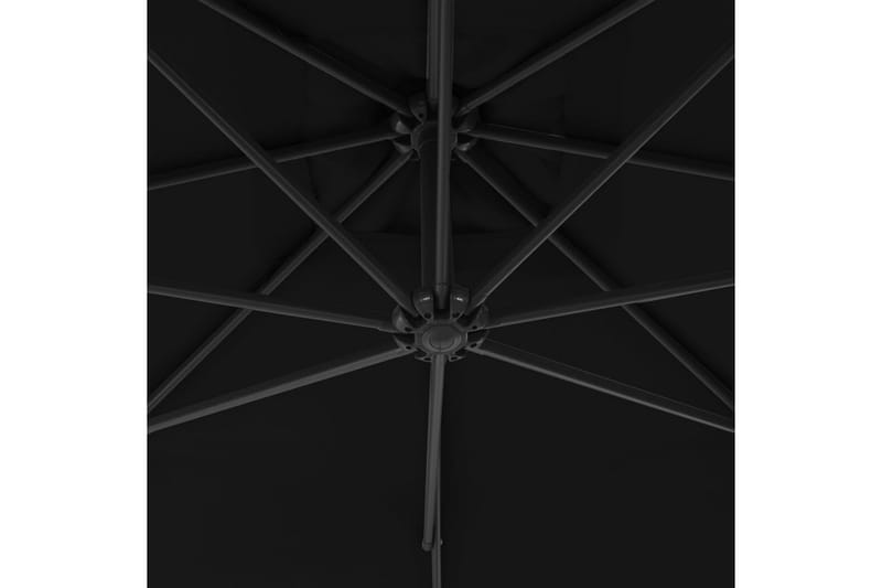 Frihängande parasoll med stålstång 250x250 cm svart - Svart - Hängparasoll