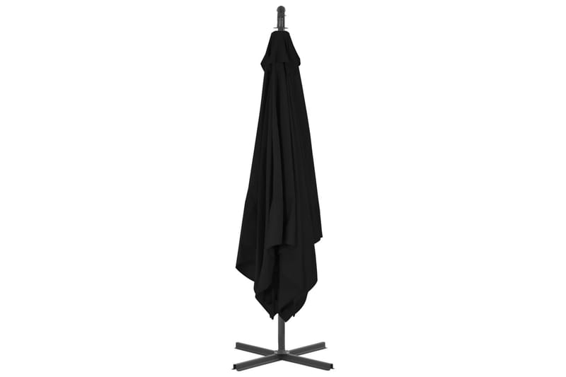 Frihängande parasoll med stålstång 250x250 cm svart - Svart - Hängparasoll