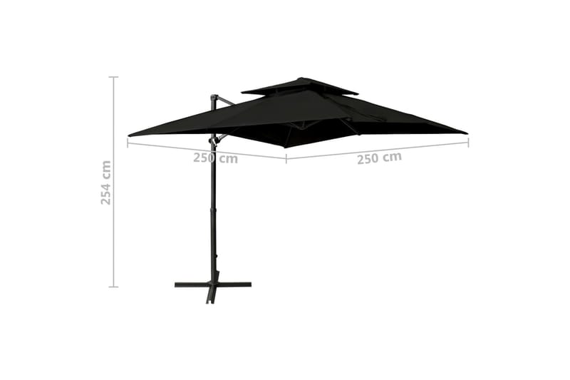 Frihängande parasoll med ventilation 250x250 cm svart - Svart - Utemöbler - Solskydd - Parasoll - Hängparasoll