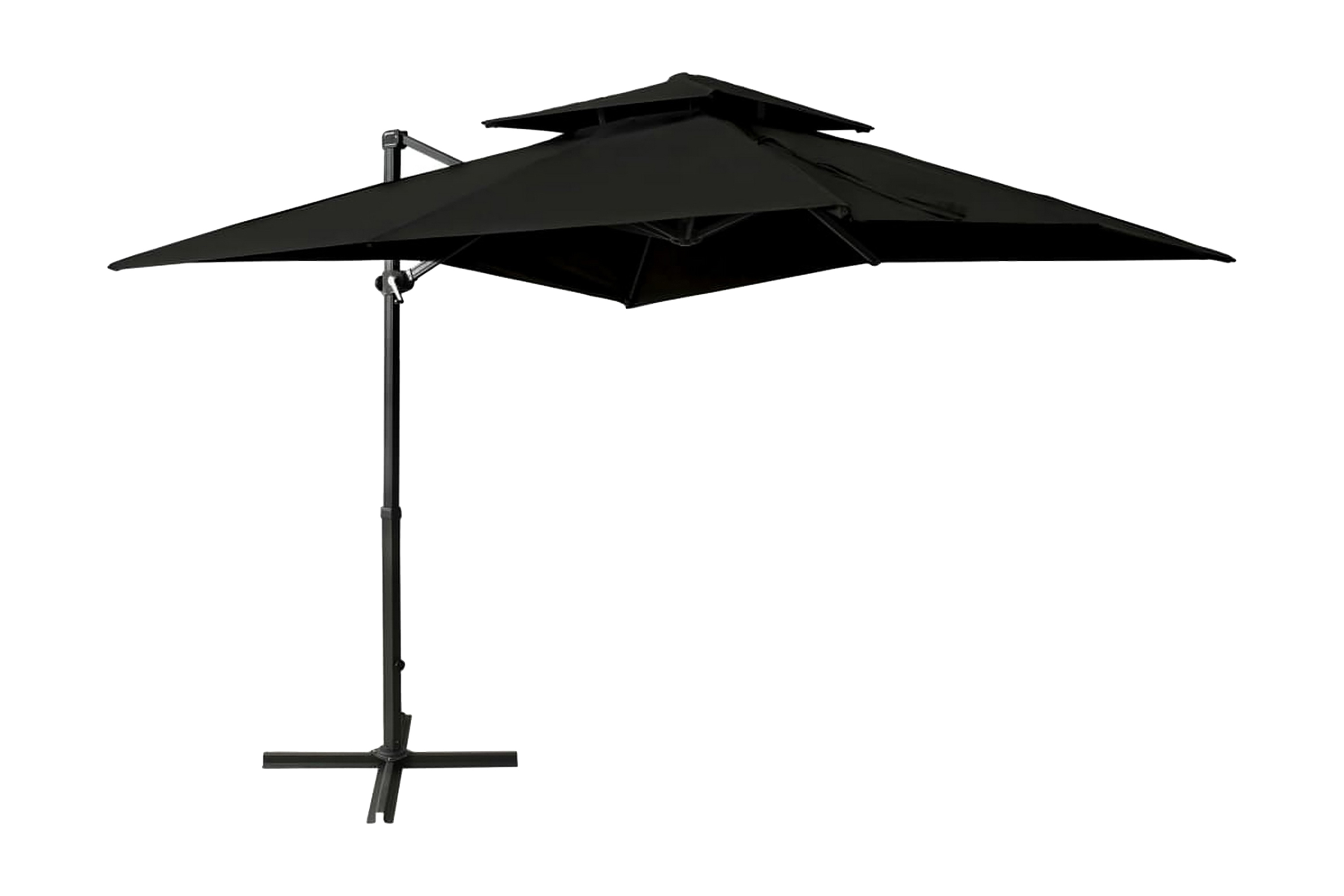 Frihängande parasoll med ventilation 250×250 cm svart – Svart