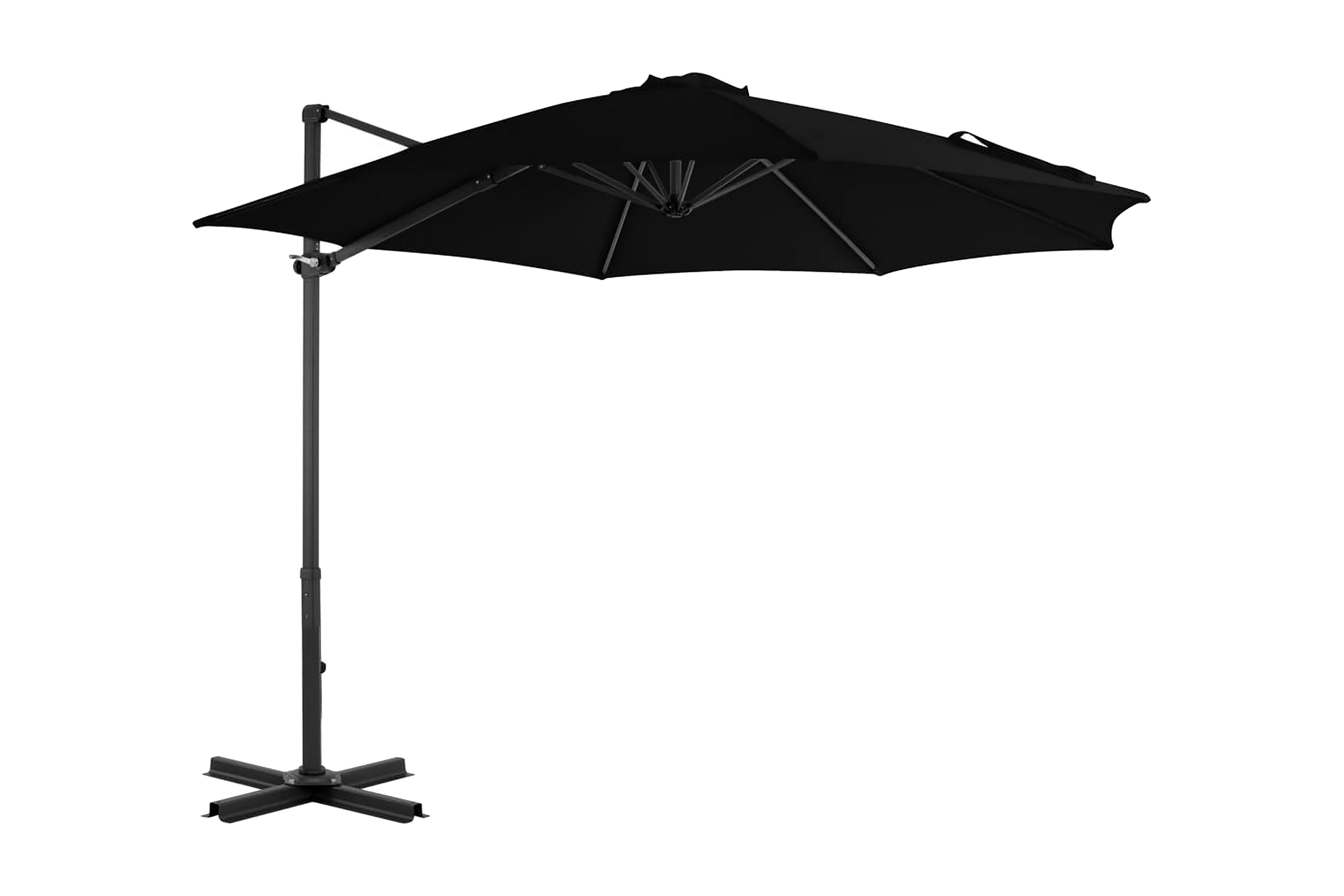 Frihängande parasoll med aluminiumstång svart 300 cm – Svart