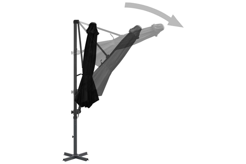 Frihängande parasoll med aluminiumstång svart 300 cm - Svart - Hängparasoll