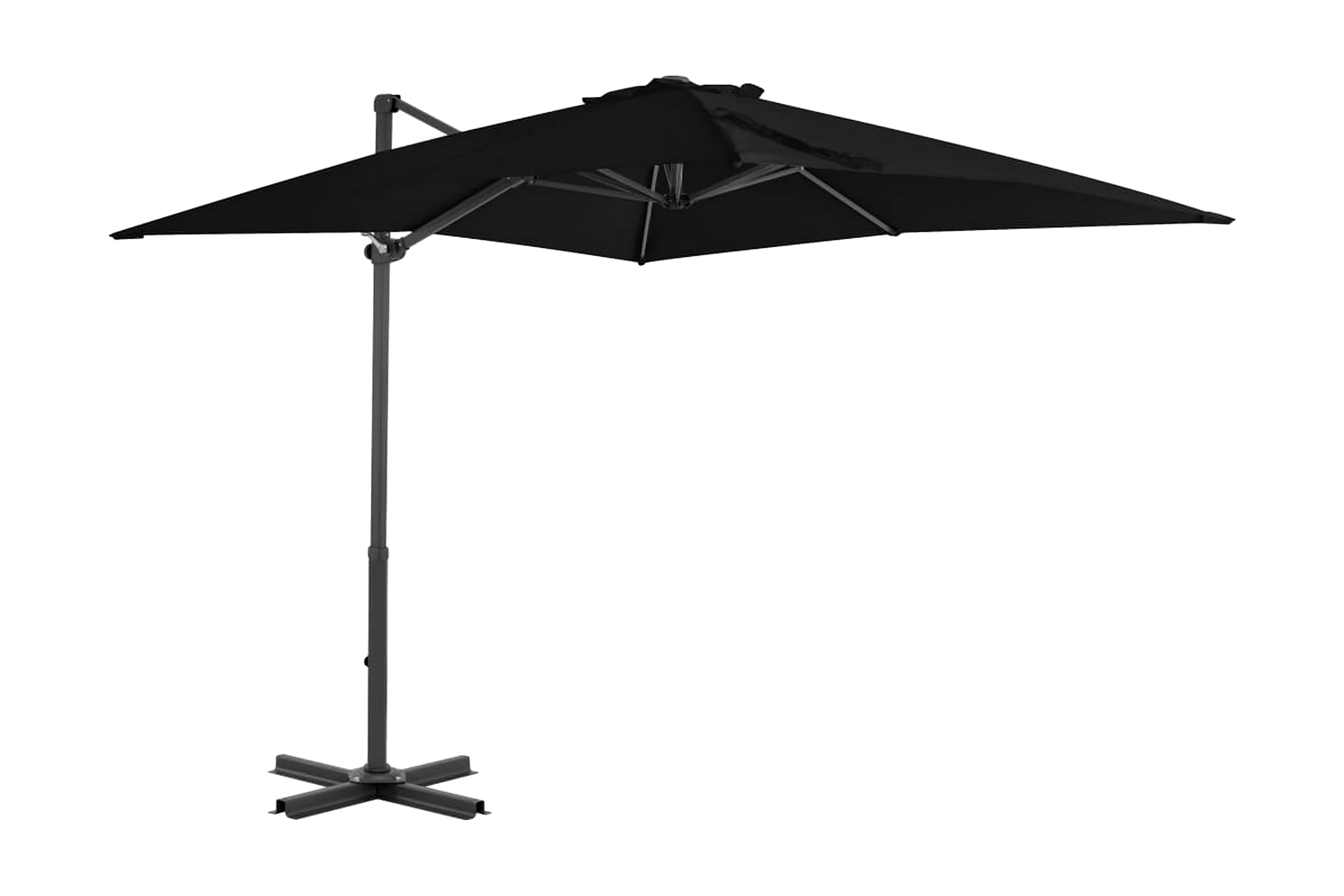 Frihängande parasoll med aluminiumstång svart 250×250 cm – Svart