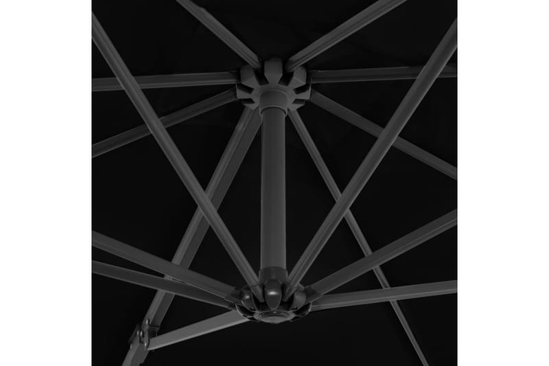 Frihängande parasoll med aluminiumstång svart 250x250 cm - Svart - Hängparasoll
