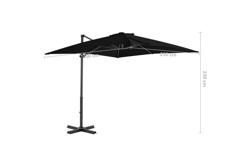 Frihängande parasoll med aluminiumstång svart 250x250 cm - Svart - Utemöbler - Solskydd - Parasoll - Hängparasoll
