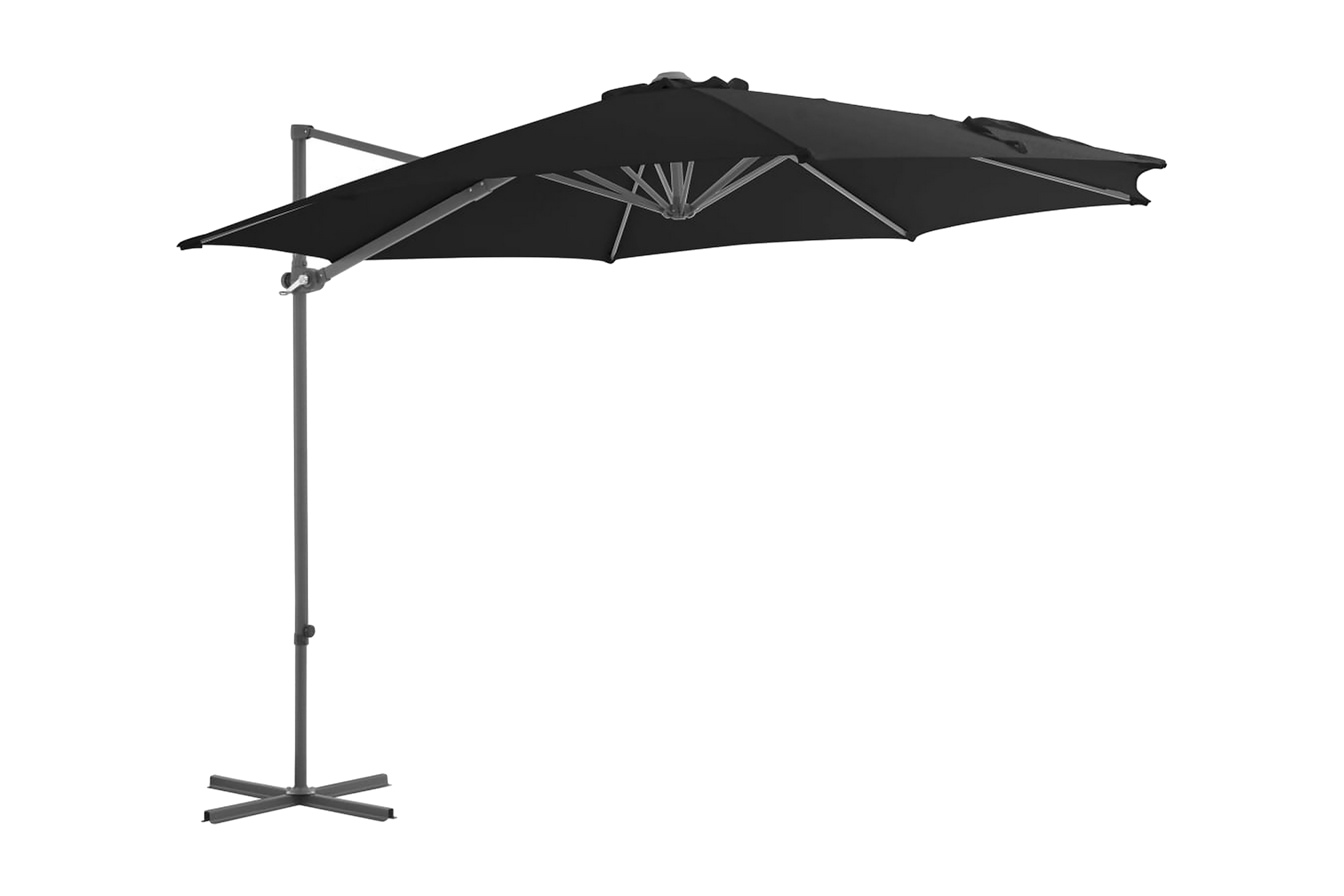 Frihängande parasoll med stålstång svart 300 cm – Svart