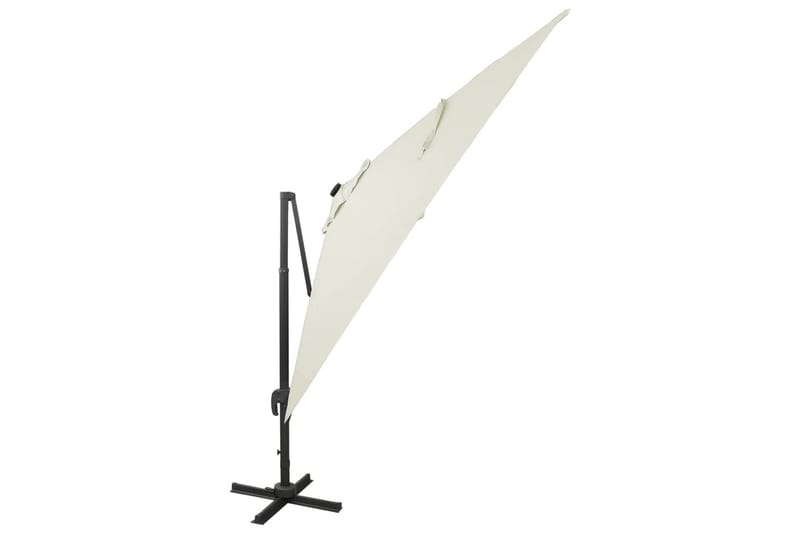 Frihängande parasoll med stång och LED sand 300 cm - Beige - Utemöbler - Solskydd - Parasoll - Hängparasoll