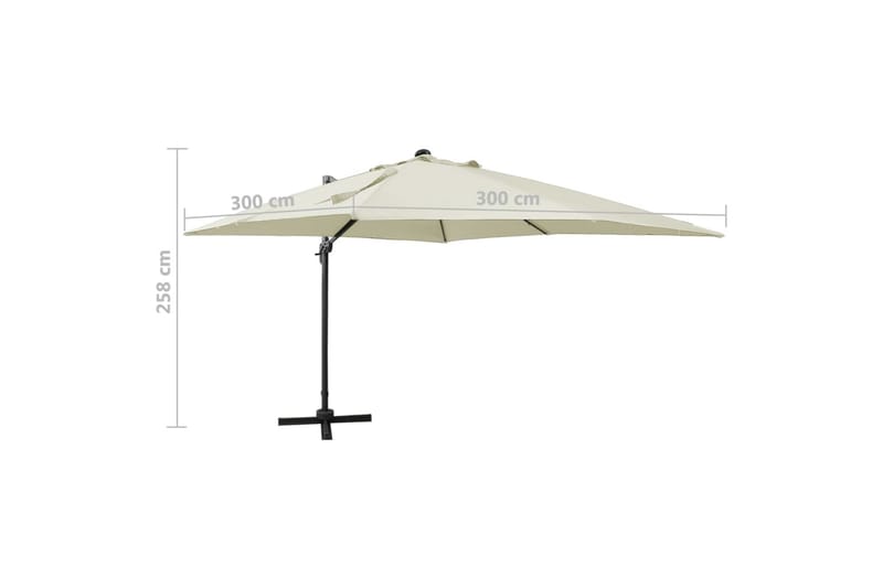 Frihängande parasoll med stång och LED sand 300 cm - Beige - Utemöbler - Solskydd - Parasoll - Hängparasoll