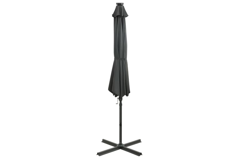 Frihängande parasoll med stång och LED antracit 300 cm - Grå - Utemöbler - Solskydd - Parasoll - Hängparasoll