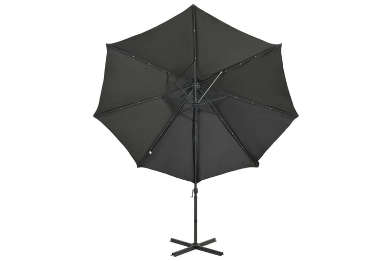 Frihängande parasoll med stång och LED antracit 300 cm - Grå - Utemöbler - Solskydd - Parasoll - Hängparasoll