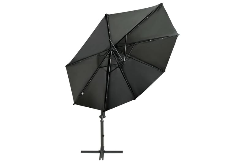 Frihängande parasoll med stång och LED antracit 300 cm - Grå - Utemöbler - Solskydd - Parasoll - Hängparasoll