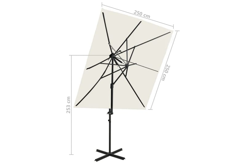 Frihängande parasoll med ventilation sand 250x250 cm - Beige - Utemöbler - Solskydd - Parasoll - Hängparasoll