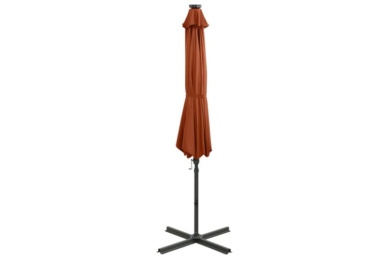 Frihängande parasoll med stång och LED terrakotta 300 cm - Brun - Utemöbler - Solskydd - Parasoll - Hängparasoll