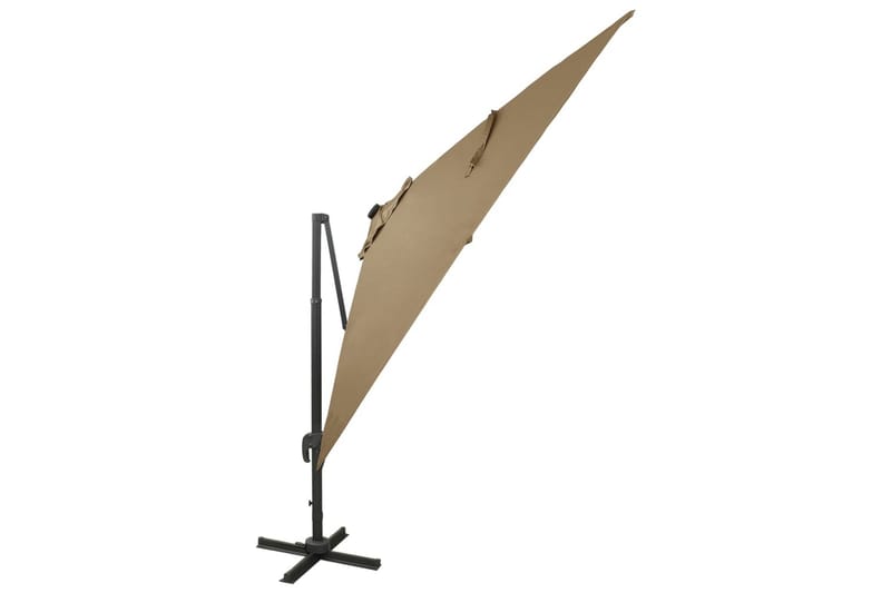 Frihängande parasoll med stång och LED taupe 300 cm - Brun - Utemöbler - Solskydd - Parasoll - Hängparasoll