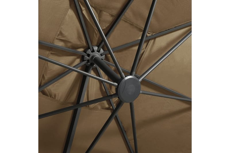 Frihängande parasoll med stång och LED taupe 300 cm - Brun - Utemöbler - Solskydd - Parasoll - Hängparasoll