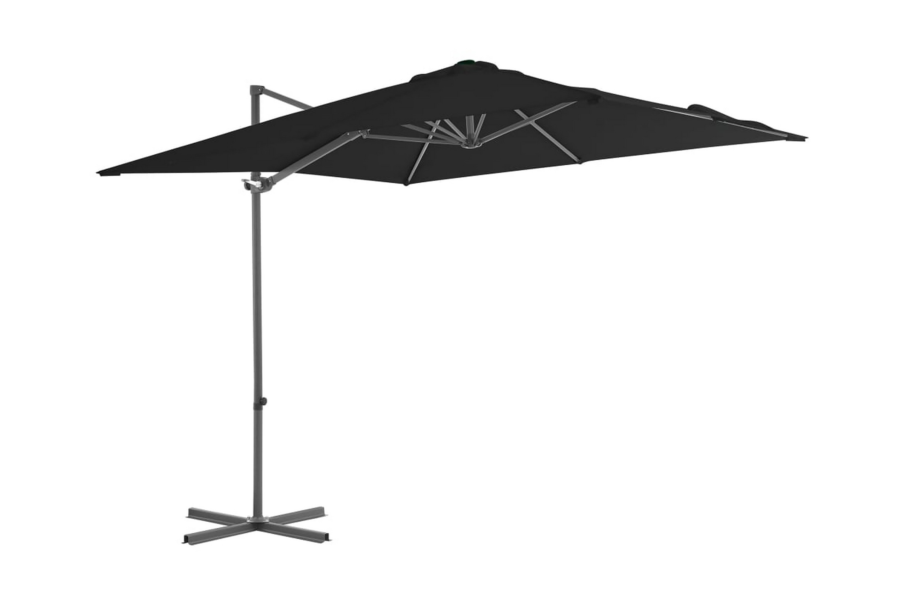 Frihängande parasoll med stålstång svart 250×250 cm – Svart