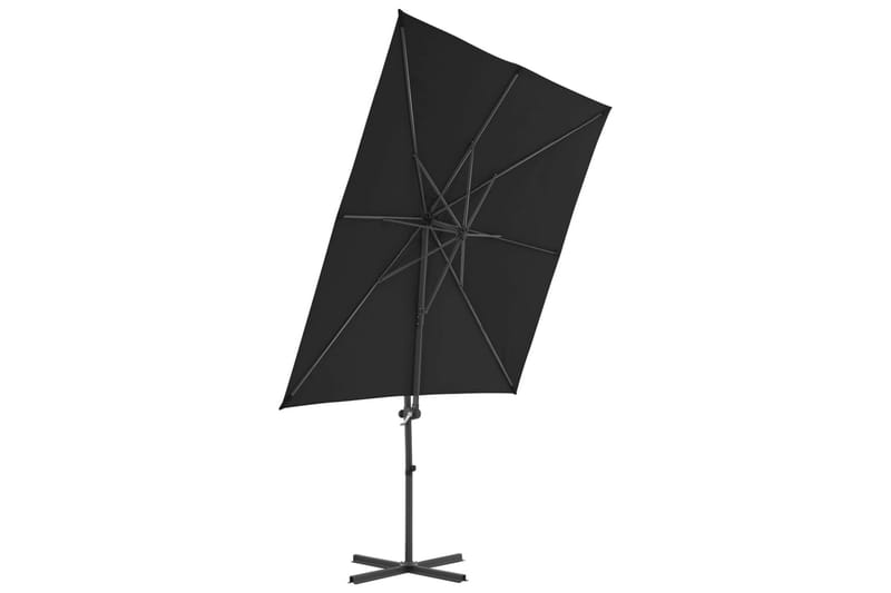Frihängande parasoll med stålstång svart 250x250 cm - Svart - Utemöbler - Solskydd - Parasoll - Hängparasoll
