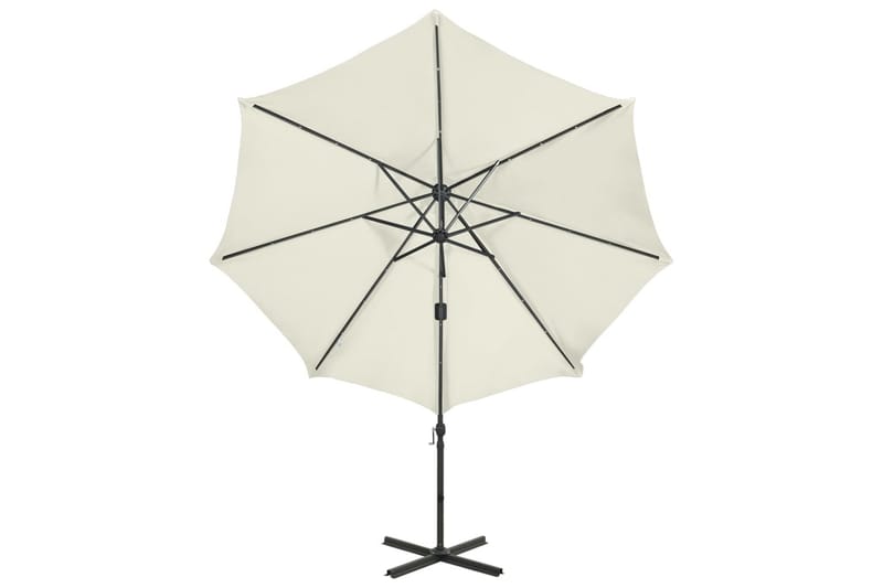 Frihängande parasoll med stång och LED sand 300 cm - Beige - Utemöbler - Solskydd - Parasoll - Hängparasoll