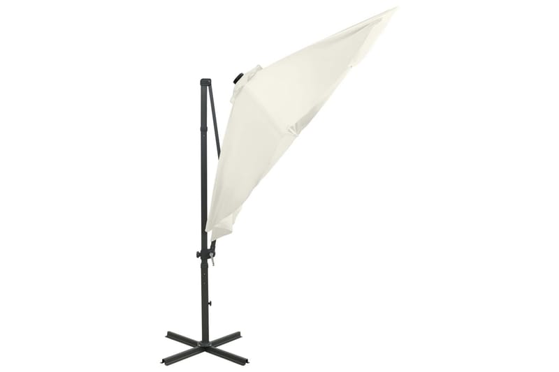 Frihängande parasoll med stång och LED sand 300 cm - Beige - Utemöbler - Solskydd - Parasoll - Hängparasoll