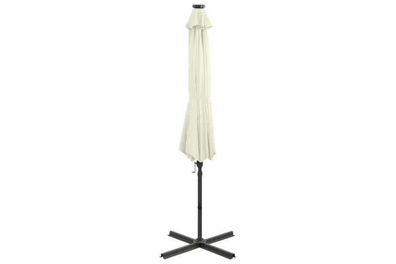 Frihängande parasoll med stång och LED sand 300 cm - Beige - Utemöbler - Solskydd - Parasoll - Hängparasoll