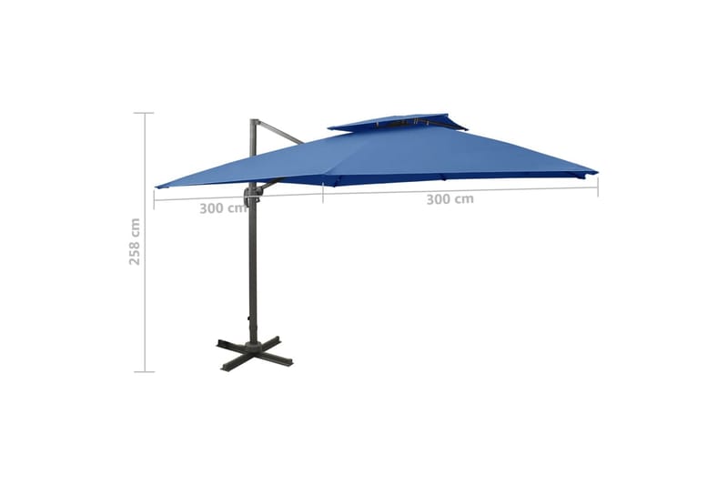 Frihängande parasoll med ventilation 300x300 cm azurblå - Blå - Utemöbler - Solskydd - Parasoll - Hängparasoll