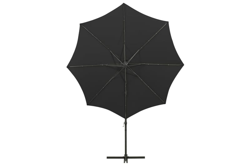 Frihängande parasoll med stång och LED svart 300 cm - Svart - Utemöbler - Solskydd - Parasoll - Hängparasoll