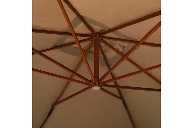 Frihängande parasoll med trästång 400x300 cm taupe - Taupe - Utemöbler - Solskydd - Parasoll - Hängparasoll